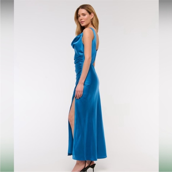 Abercrombie & Fitch Size XS Blue Cowl Neck Draped Mini Dress New With Tags. - Picture 3 of 15